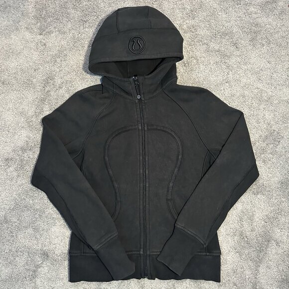 Lululemon Scuba Hoodie Womens Size 8 Black Full Zip Pockets Heavyweight W4755S - Picture 1 of 13